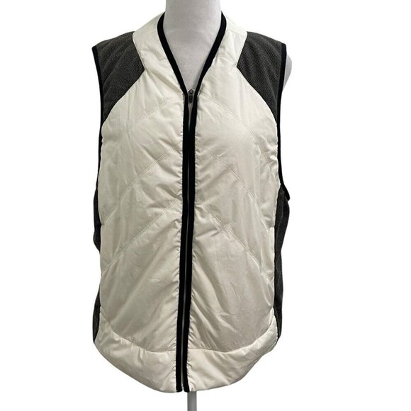prAna Lightweight Full Zip Quilted Vest Pockets White Gray Women's size XL - Picture 1 of 8